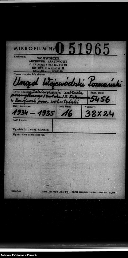 Obraz 2 z jednostki "Zatwierdzenie zakładu przemysłowego /tartaku/ Aleksego Fuhrmanna w Nowejwsi powiat wolsztyński"