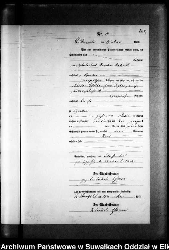 image.from.unit.number "Geburts-Neben-Register des Preussischen Standes-Amtes Gr. Strengeln Kreis Angerburg"