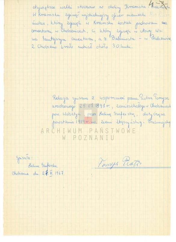 Obraz 12 z jednostki "Relacje i wspomnienia dotyczące powstania wielkopolskiego: 1. Chobienice, powiat Wolsztyn, województwo poznańskie."