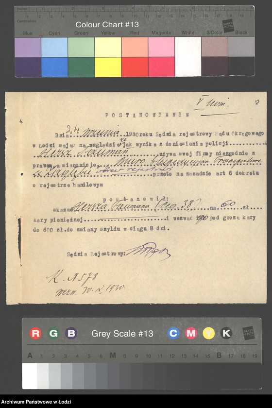 Obraz 10 z jednostki "Hersz Tauman- prowadzenie domu ekspedycyjnego"