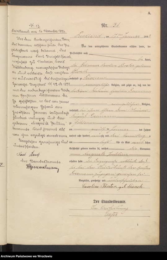 image.from.unit.number "Księga urodzeń USC Mieroszów (Friedland) 1893"