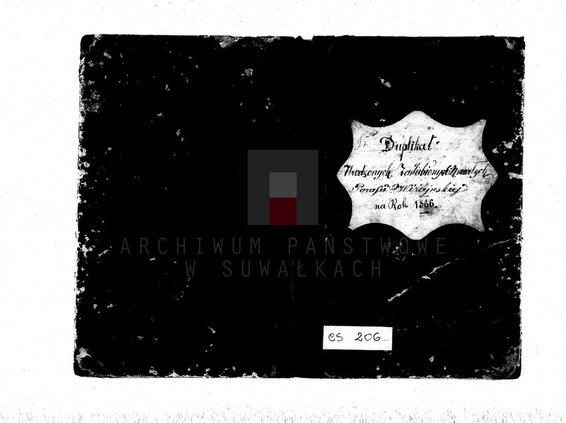 Obraz 2 z jednostki "Duplikat akt urodzonych, zaślubionych i zmarłych parafii wiżajńskiej na rok 1866"