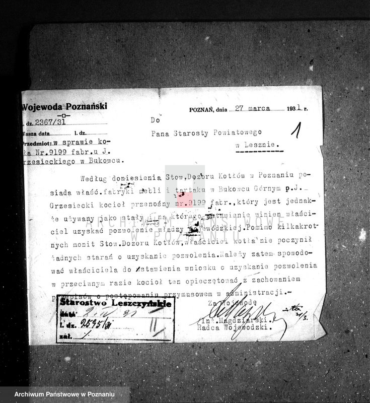 Obraz 4 z jednostki "Tartak A. Grzesickiego w Bukowcu Górnym, pow. leszczyński nr woj. kotła 3056"