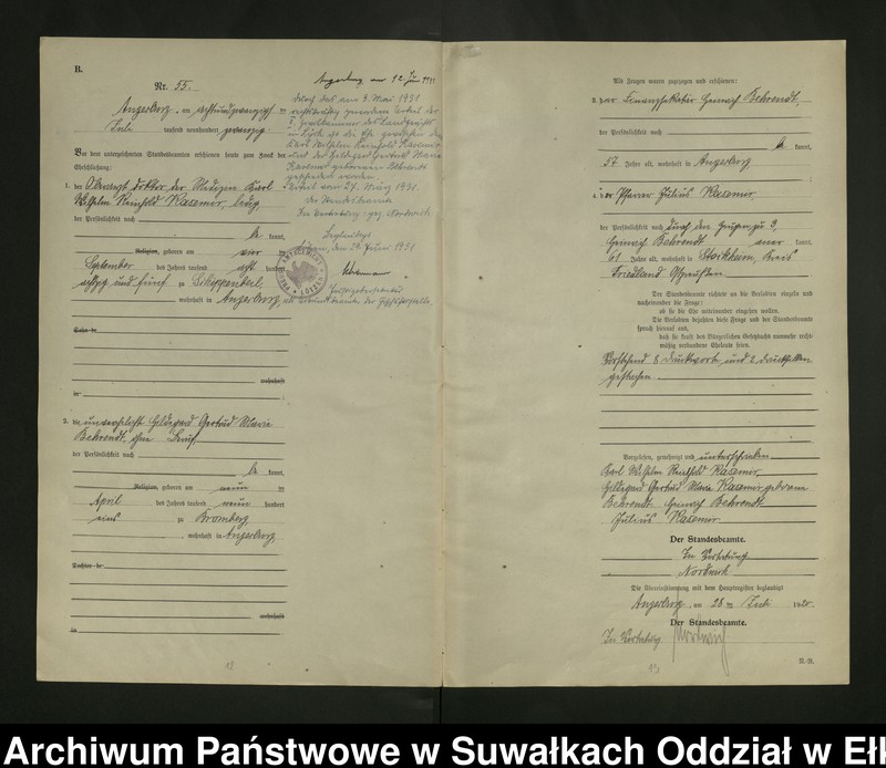 image.from.unit.number "[Heirats - Register (Neben - Register) Standesamt Angerburg einschl. der Bezirke, Gr. Strengeln, Prinowen und Kehlen Kreis Angerburg] No 50 bis 115"