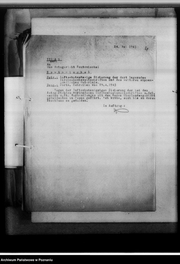 Obraz 8 z jednostki "Schriftwechsel mit den Amtsgerichten [korespondencja w sprawie ksiąg kościelnych, nazwy powiatów od M - Z]"