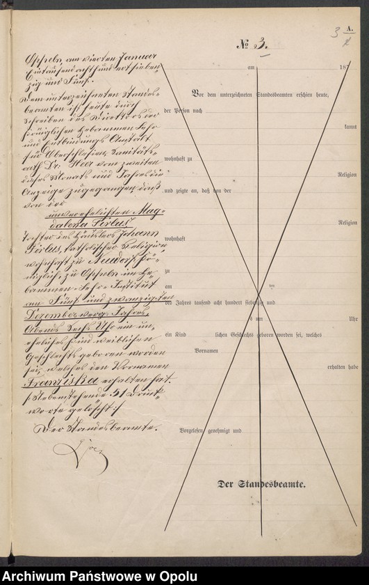 Obraz 7 z jednostki "[Księga urodzeń za rok 1875 Opole nr 1-480]"