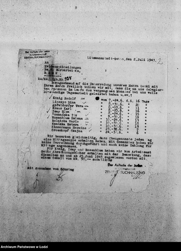 Obraz 5 z jednostki "[Korespondencja z Wydziałem Pracy i z PSŻ w sprawach personalnych i aprowizacyjnych Referatu Prac Biurowych]"