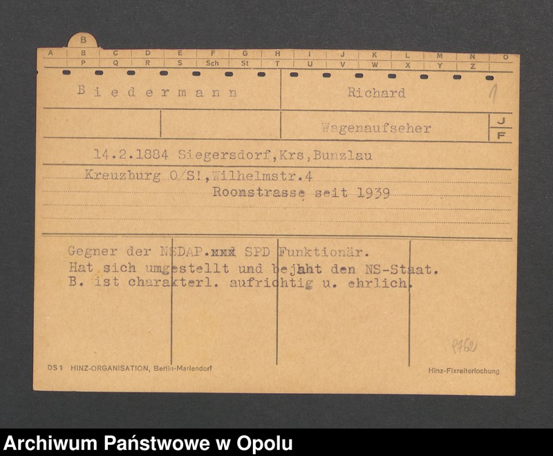 Obraz 3 z jednostki "[Biedermann Richard, ur. 14.2.1884 Siegersdorf]"