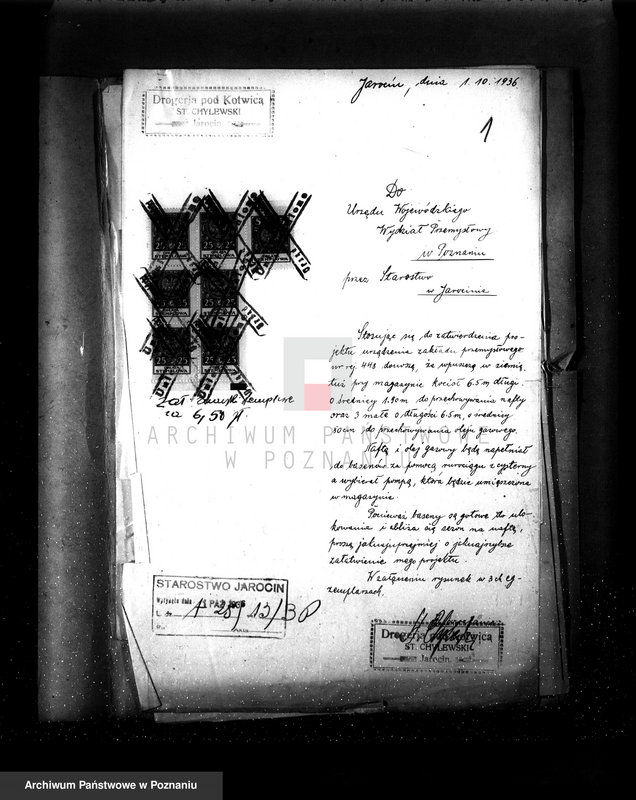 Obraz 5 z jednostki "Zatwierdzenie projektu zakładu przemysłowego urządzenia kotłowni nr 449, własność F. Krukowski w Jarocinie Przemiał zboża"