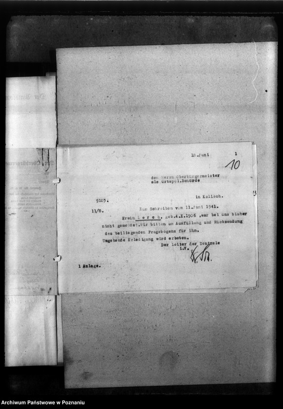 Obraz 14 z jednostki "Kreis Kalisch (Kalisz). Korespondencja w sprawie miejscowych Niemców, którzy zginęli w 1939 roku"