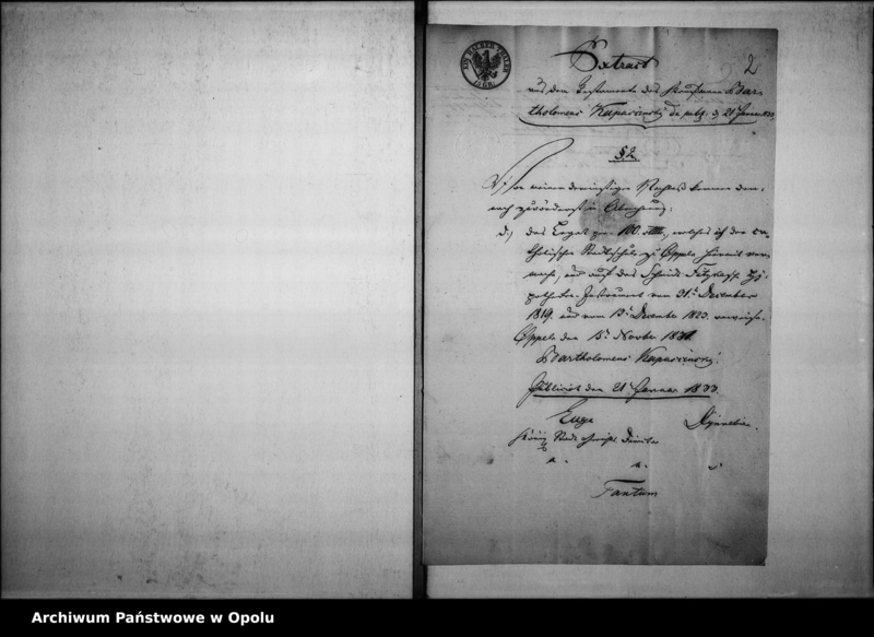 Obraz 6 z jednostki "Acta betreffend: das von dem Kaufmann Bartholomaeus Kapuscinsky der hiesigen Katholischen Elementar-Schule vermachte Legat per 100 rtl de Anno 1835"