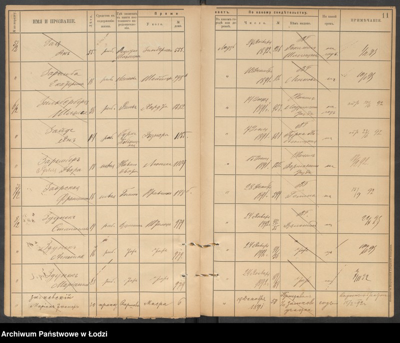 Obraz 13 z jednostki "[Księga ludności niestałej m. Łodzi lit. Z]"