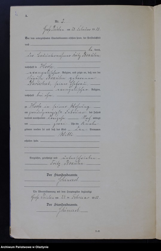 image.from.unit.number "Geburts-Neben-Register Nr 1 - 38 [Księga urodzeń- wtóropis ]"