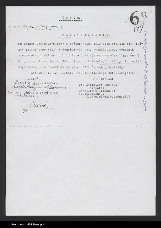 image.from.unit.number "Akta osobowe policjanta z województwa tarnopolskiego - Czajka Brunon"