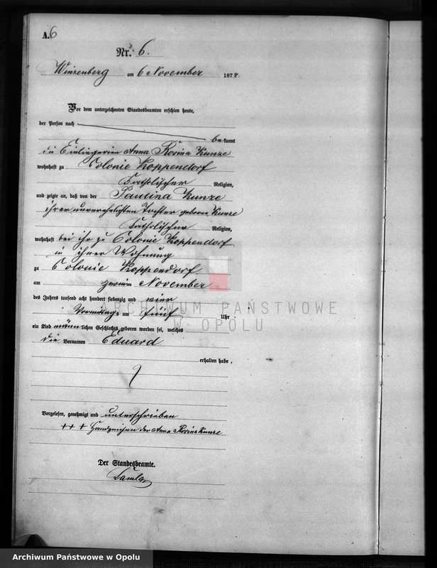 image.from.unit.number "Geburts-Haupt-Register für des Standes Amt Winzenberg 1874"
