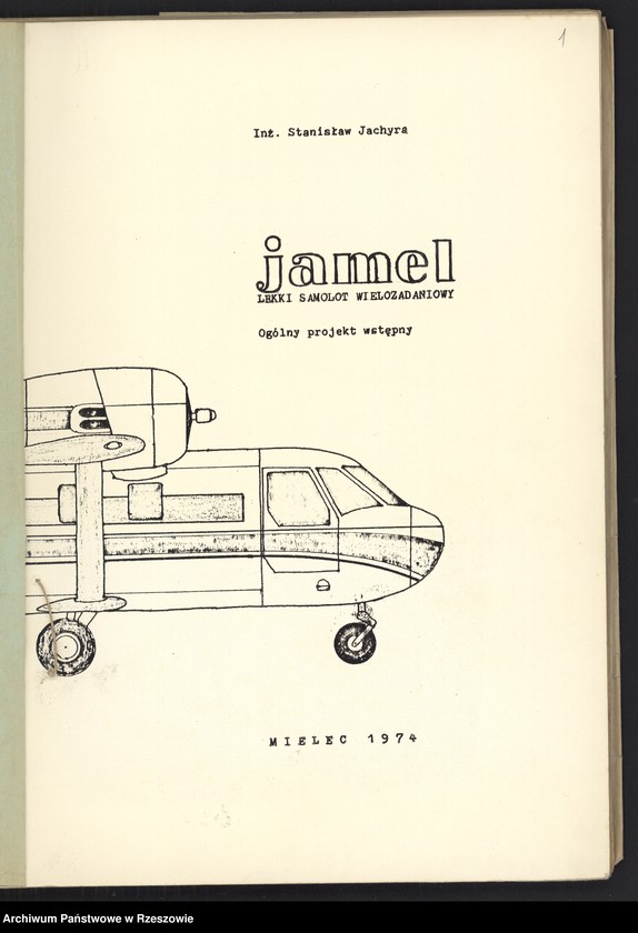 image.from.unit.number "Ogólny projekt ,wstępny "JAMEL" - lekki samolot wielozadaniowy ."