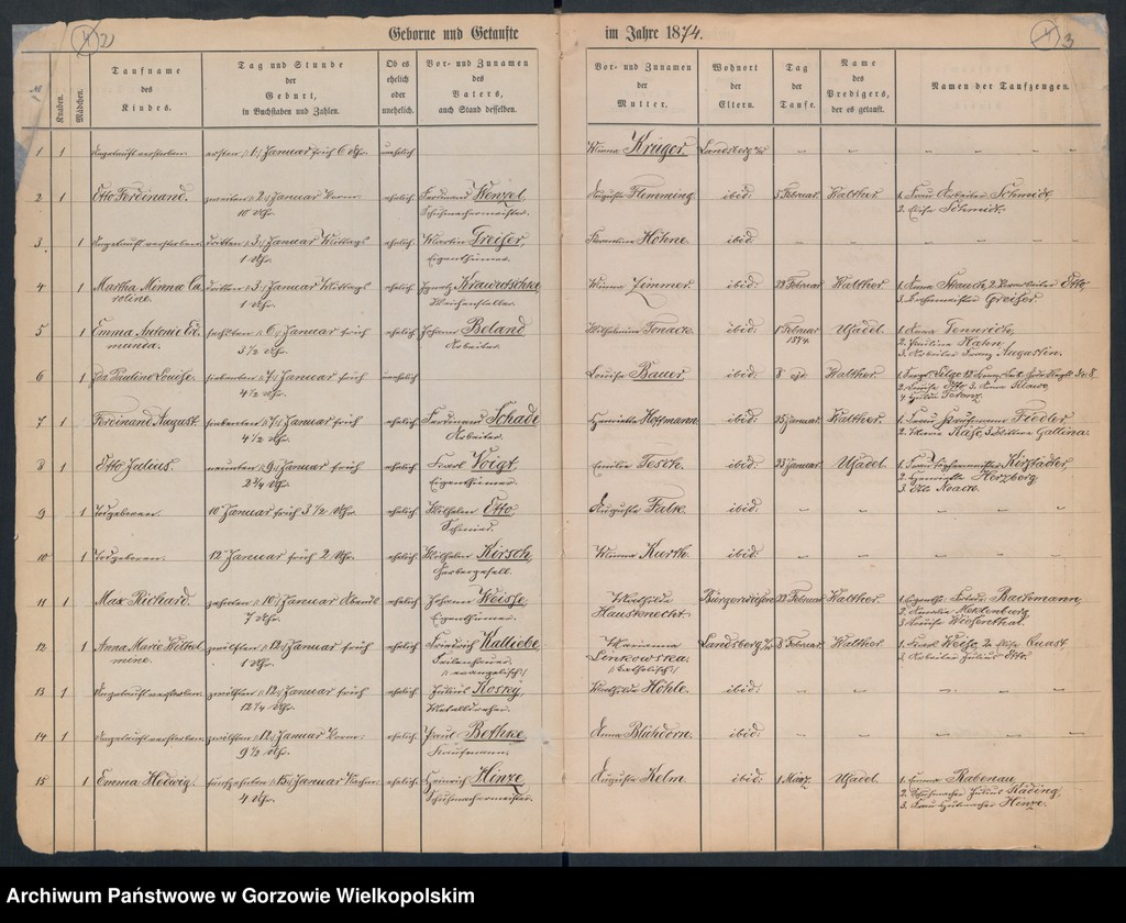 image.from.unit.number "Duplikate der Hauptkirche Landsberg an der Warthe (zawiera także Concordienkirchen-Gemeinde in Verbindung mit der reformirten und Militair-Gemeinde dotyczących zgonów w 1874 r.)"