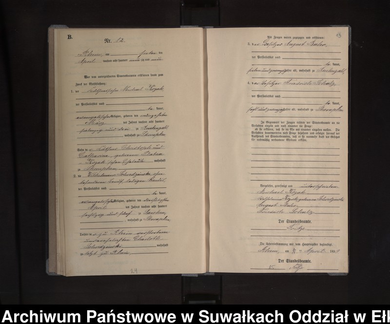 image.from.unit.number "Heiraths-Neben-Register des Königlichen Preussischen Standes-Amtes Orlen Kreis Loetzen"