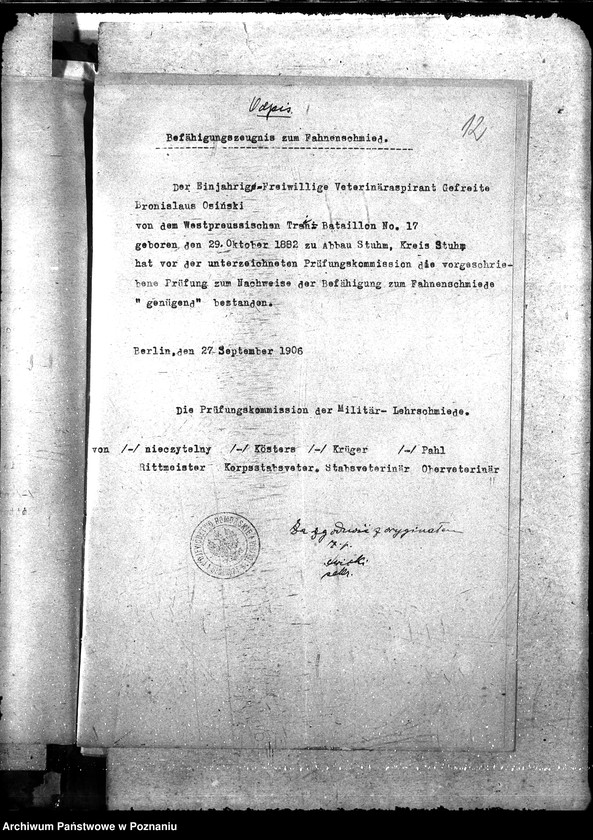 Obraz 16 z jednostki "Pow. lekarz Weterynaryjny Tuchola"