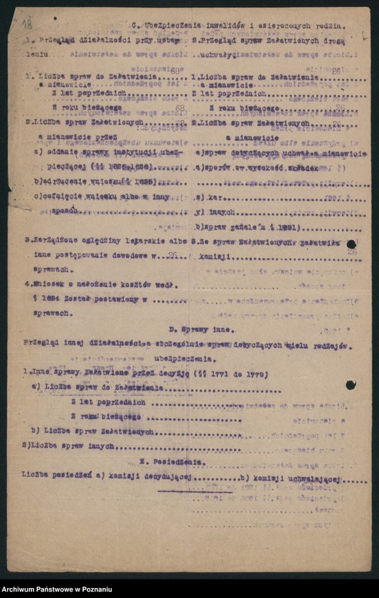 Obraz 20 z jednostki "[Korespondencja z Wyższym Urzędem Ubezpieczeń w Poznaniu, sprawozdania z działalności urzędów ubezpieczeń]"