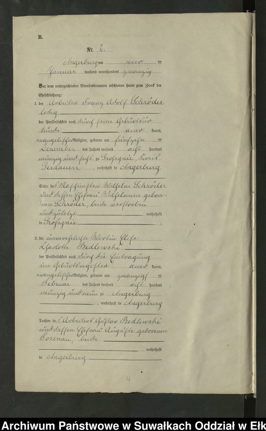image.from.unit.number "[Heirats - Register (Neben - Register) Standesamt Angerburg einschl. der Bezirke, Gr. Strengeln, Prinowen und Kehlen Kreis Angerburg] No 1 bis 49"