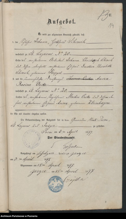 Obraz 16 z jednostki "Die von den Verlobten beizubriegenden Urkunden"