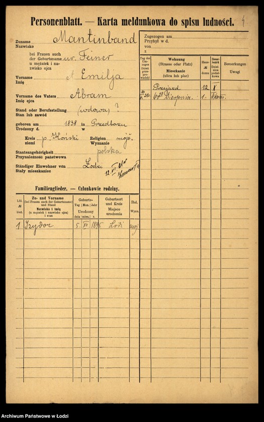 Obraz 6 z jednostki "[Spis ludności Łodzi] Marteńka - Marciniak"