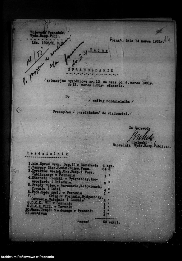 Obraz 18 z jednostki "Sprawozdania sytuacyjne tygodniowe ze stanu bezpieczeństwa za czas od 27 lutego do 7 maja 1931 r. /nr 9-17/"