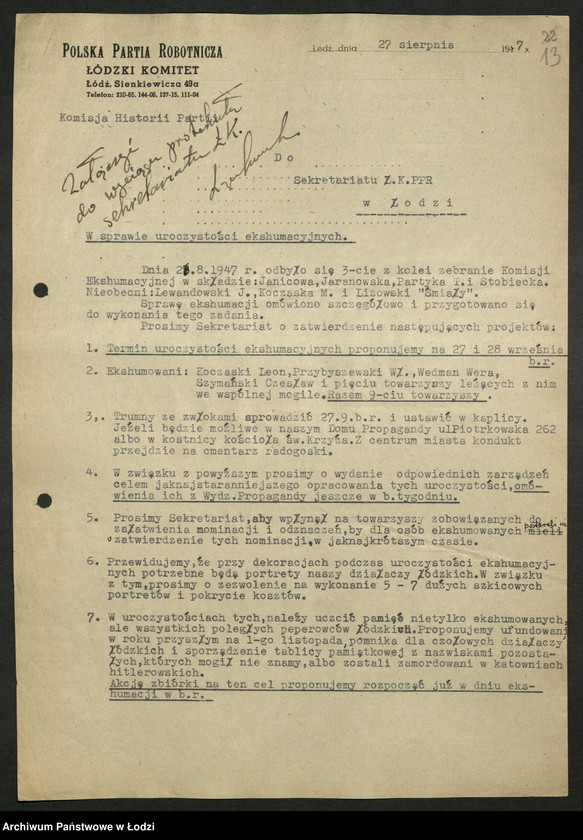 Obraz 14 z jednostki "Protokoły z posiedzeń Sekretariatu KŁ"