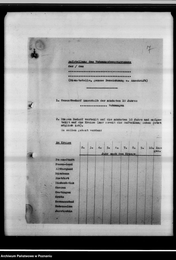 Obraz 12 z jednostki "Vorbereitung des Wohnungsbauprogrammes nach dem Kriege. Feststellung des Wohnungsbedarfes."