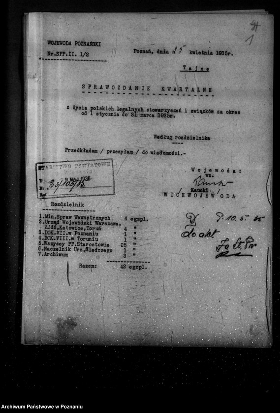 Obraz 5 z jednostki "Sprawozdanie kwartalne z życia polskich legalnych stowarzyszeń i związków za okres od 1 stycznia 1935 r. do 30 września 1935 r."