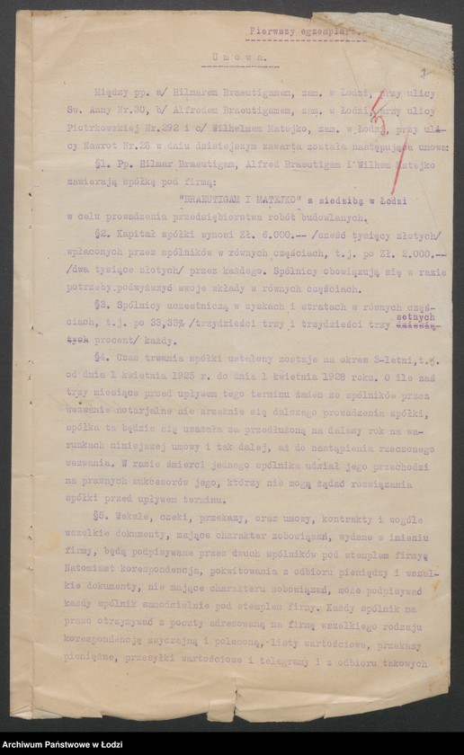 Obraz 9 z jednostki "Braeutigam i Matejko i S-ka- przedsiębiorstwo robót budowlanych"