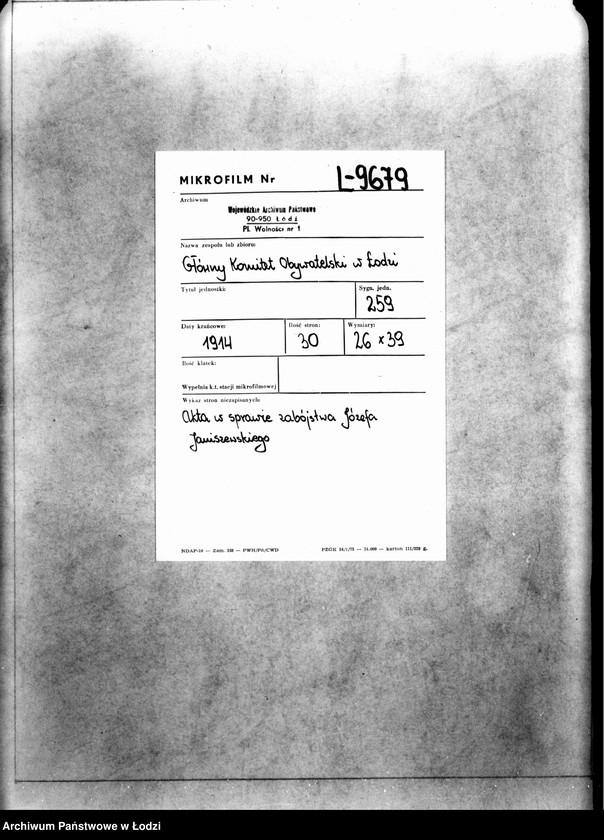 Obraz 2 z jednostki "Akta w sprawie zabójstwa Józefa Janiszewskiego"