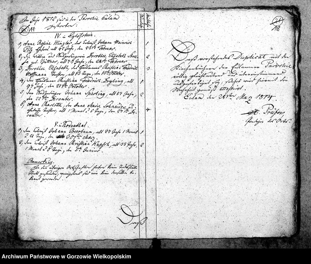 image.from.unit.number "Duplikate der Kirchenbücher von Parochie Eulam: Eulam (Ulim), Seidlitz (Siedlice), Egloffstein (Łagodzin), Friedrichsthal (Głożyna), Derschau (Dzierżów), Leopoldsfahrt (Stężyca), Rodenthal (Prądocin), Klementenschleuse (Strzegowa), Johannishof, Karlsthal (Gubiniec), Borchertsruhe, Meyershof (Kłodno), Karolinenhof, Neusoest (Nowy Dwór), Maskenaue, Borchertsfleiss, Gürgenaue (Niwica), Windmühle bei Eulam, Jahnshof."