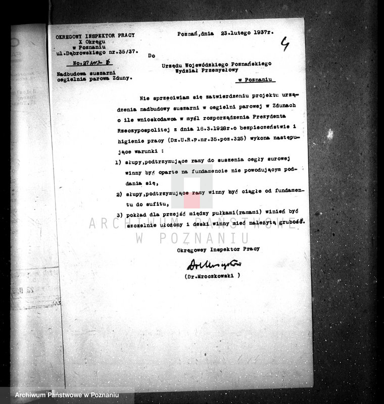 Obraz 9 z jednostki "Zatwierdzenie zakładu przemysłowego /cegielni parowej/ Fabryka dachówek i dren Spółka z o.o. B. Weber w Zdunach pow. krotoszyński"