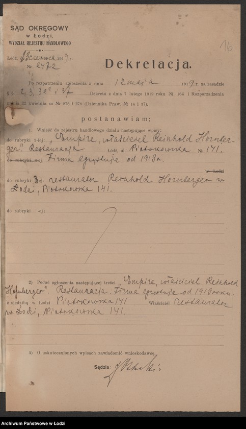 Obraz 18 z jednostki "„Empire” Reinhold Hornberger – bar"