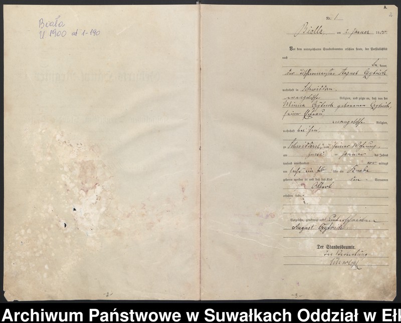 image.from.unit.number "Geburts-Haupt-Register des Königlichen Preussischen Standes-Amtes Belzonzen Kreis Johannisburg"