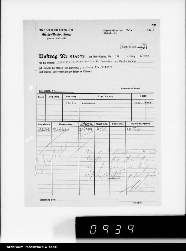 Obraz 14 z jednostki "Aufträge, [Lieferscheinen und Rechnungen] 14571-14649"