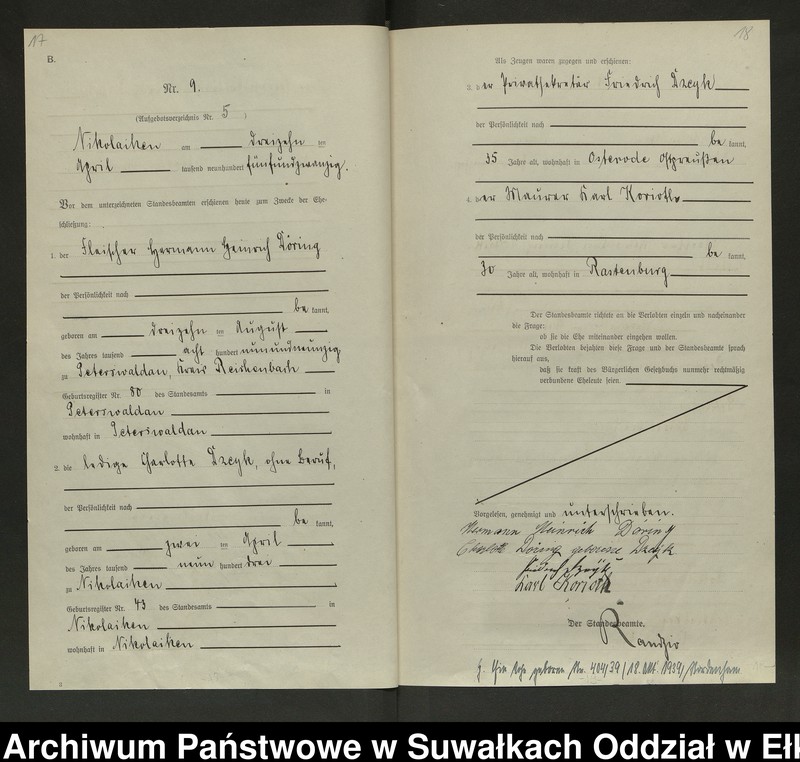 Obraz 12 z jednostki "Heirats=Haupt=Register des Königlichen Preussischen Standes-Amtes Nikolaiken Kreis Sensburg"