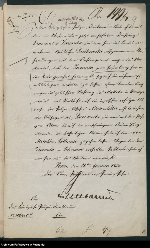 Obraz 14 z jednostki "A. betr. den polnischen Emigranten Erasmus von Zaremba"