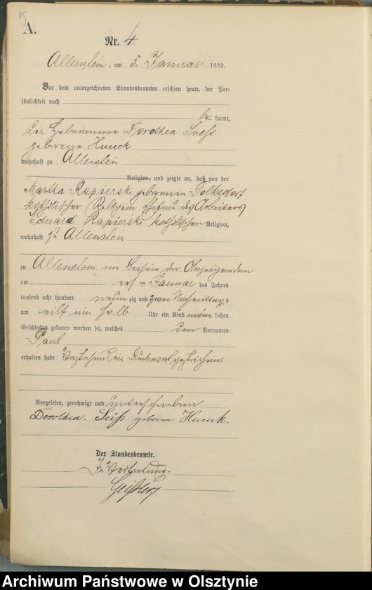 image.from.unit.number "Geburts-Haupt-Register Tom I,Nr 1 - 280"