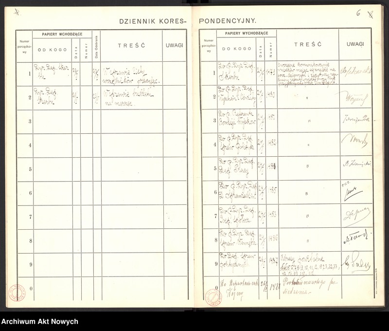 image.from.unit.number "Dziennik korespondencji przychodzącej i wychodzącej, t. I"