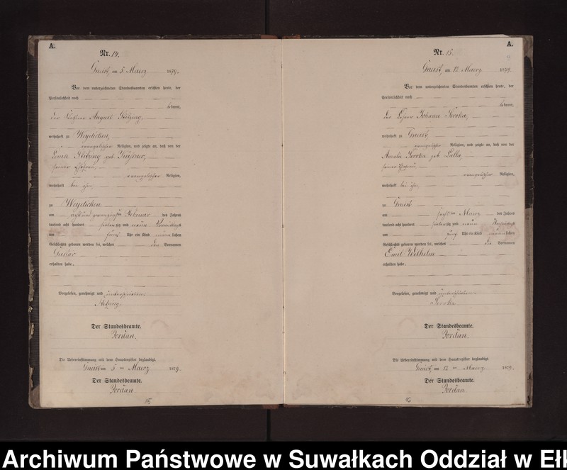 image.from.unit.number "Geburts-Neben-Register des Preussischen Standes-Amtes Gneist Kreis Loetzen"