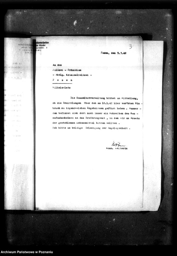 Obraz 7 z jednostki "Schriftwechsel mit der Polizei [Korespondencja z policją dotycząca włamania]."
