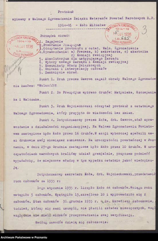 Obraz 7 z jednostki "Miłosław, powiat Września - akta koła."