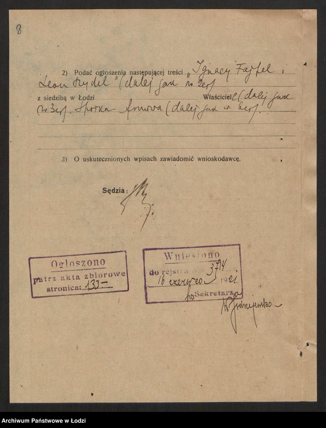 Obraz 10 z jednostki "Leon Rydel i Ignacy Fajfel - fabrykacja i sprzedaż towarów włókienniczych"