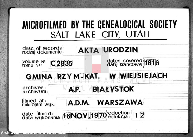 image.from.unit.number "Akta urodzonych gminy wieysieyskiey, powiatu seyneńskiego w departamencie łomżyńskim od 1-go stycznia 1816 roku"