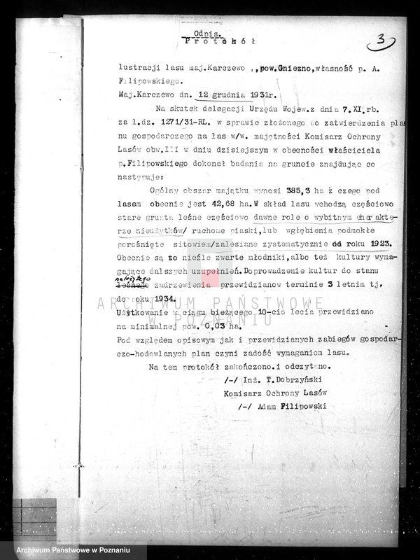 Obraz 7 z jednostki "Nadzór nad gospodarką w lasach majątku Karczewo powiecie gnieźnieńskim"