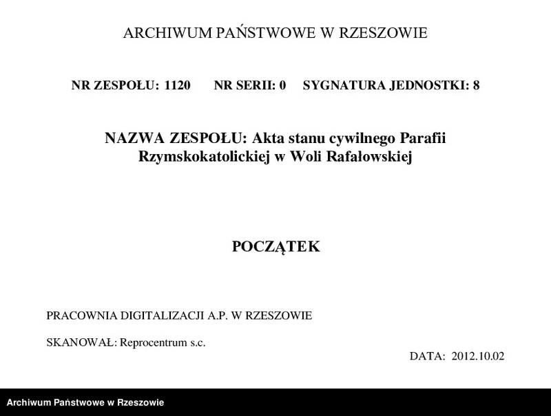 image.from.unit.number "Księga urodzeń - Wola Rafałowska"