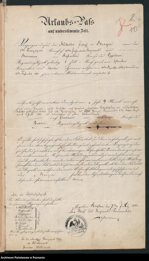 Obraz 14 z jednostki "A. betr. die Feststellung der Heimatsverhältnisse des Josef Berger aus Grembanin geboren in Baranowitz , Kreis Rybnik"